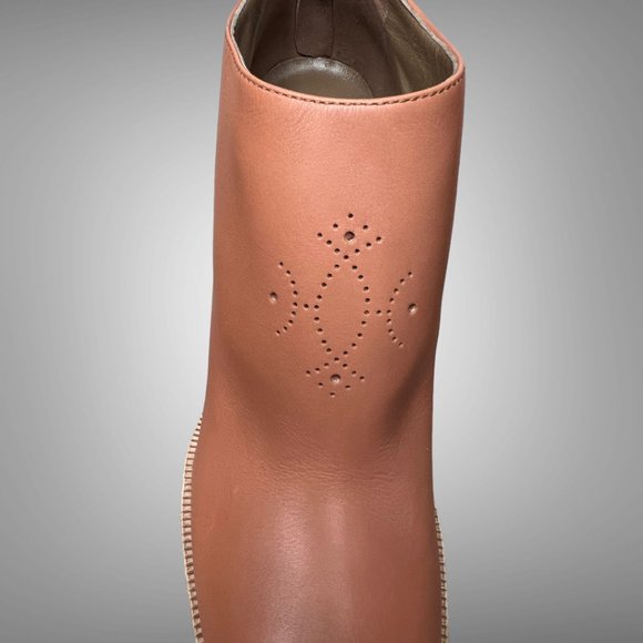 HERMES OLGA CALF LEATHER NATURAL BOOTIES ANKLE BOOTS SHOES EU 40 HEELS - Picture 10 of 16